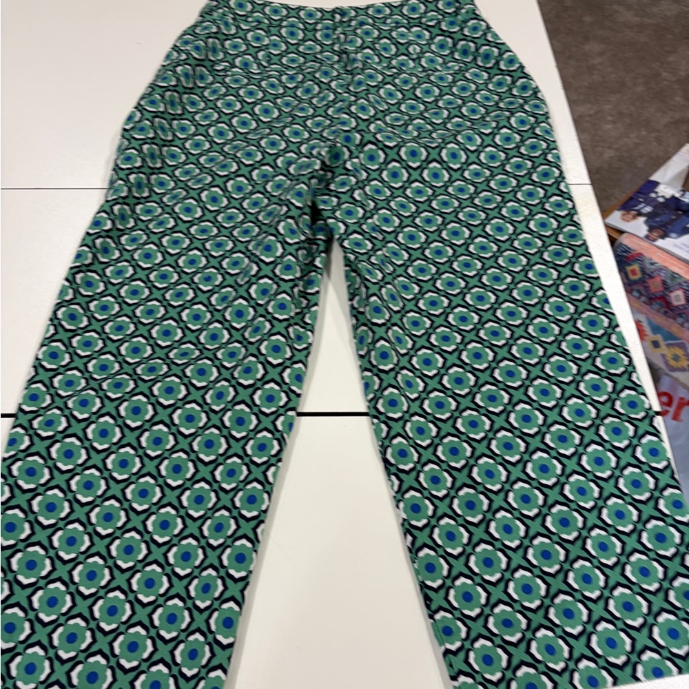 Boden Geometric Teal and Navy Capris